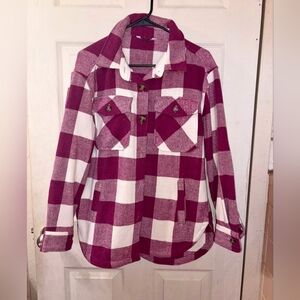 Women's Plaid Utility Jacket in Red and White